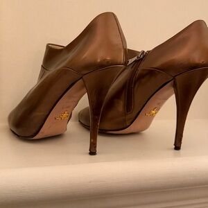 Prada Women's Bronze Leather Ankle Booties